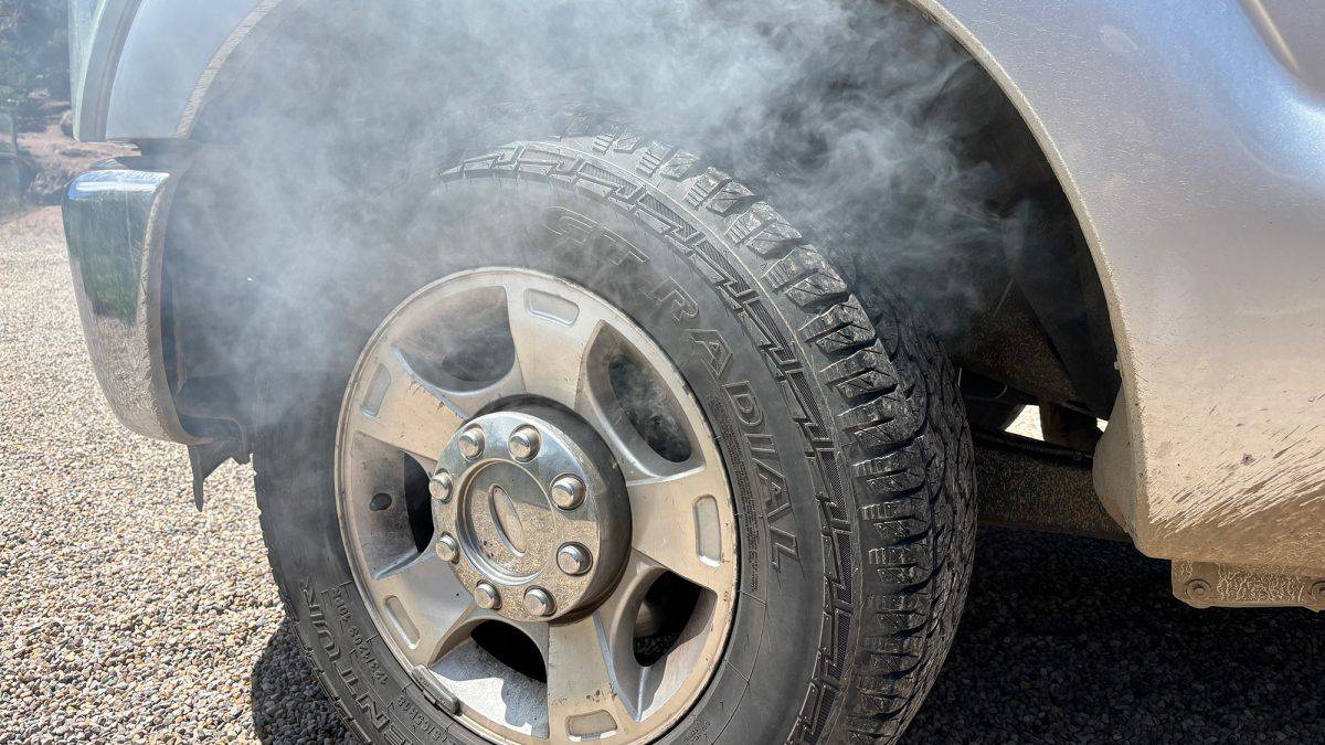 Overheated brakes towing through Flaming Gorge.