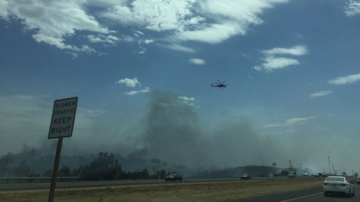 Towing a camper alongside California wildfires.